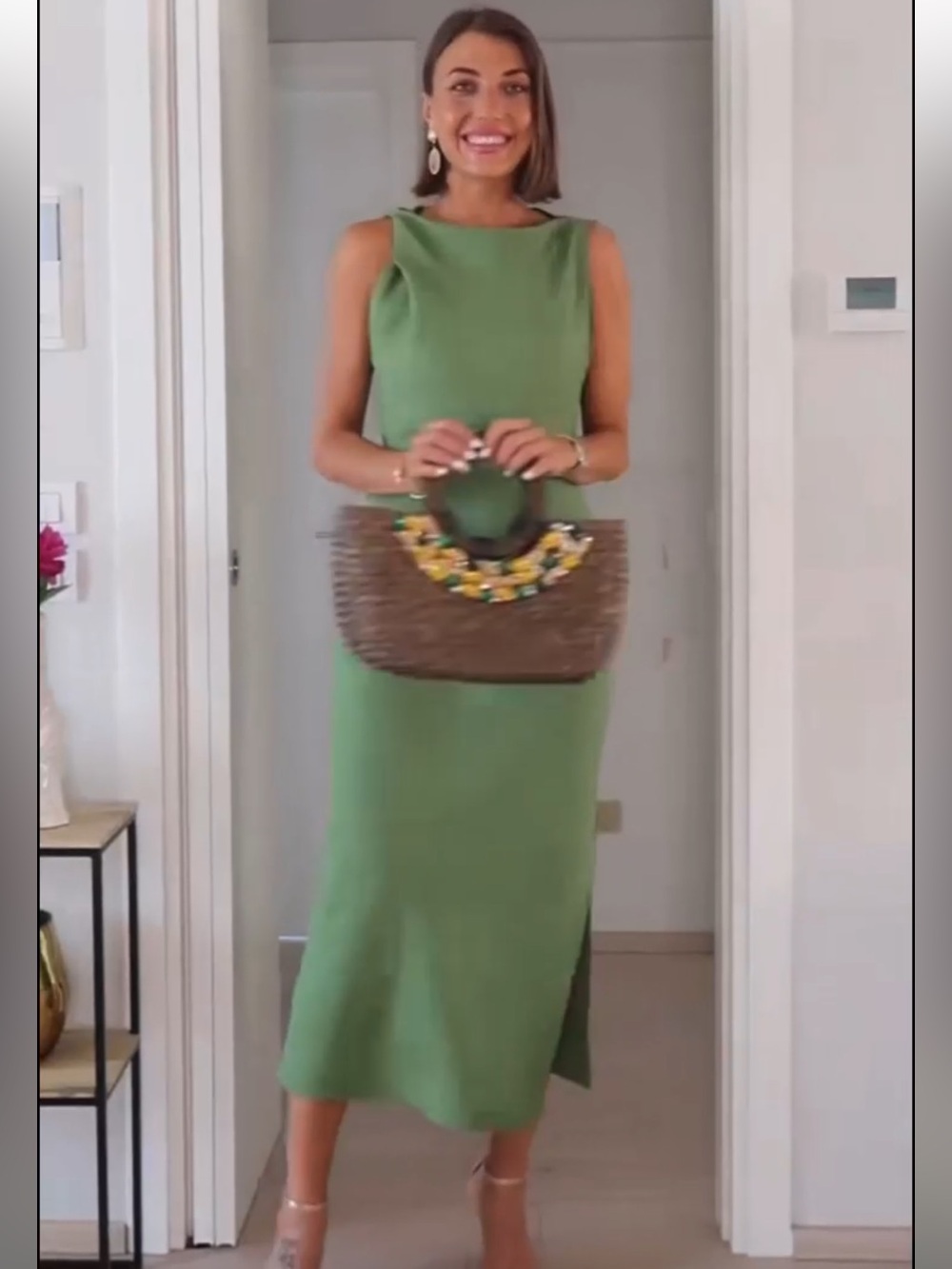 ZARA Linen Blend Midi Dress